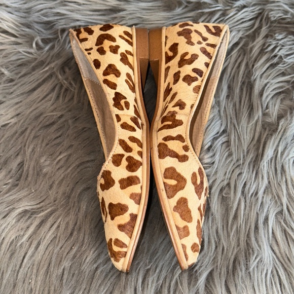 Anthropologie Splendid Calf Hair Leopard Print Pointed Toe Flat Size 6.5 - Picture 4 of 9